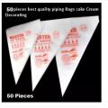 50 piece Plastic Disposable Piping Bags Cake Cream Decorating. 