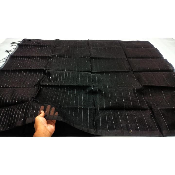Half Silk Cotton Black Color Chumki Saree - Sari - Saree - শাড়ি