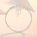 Alien Adjustable size 925 Sterling Silver Bangle cuff Dreamcatcher Tassel Feather Round Bead Charm Bracelet jewelry For Women wedding. 