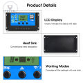 Vocoal 30A Solar Charge Contro ller Solar Panel Controller 12V/24V Adjusta ble LCD Display Solar Panel Batte ry Regulator With USB Port Auto PWM Controllers Intelligent System Charging Controller For Home. 