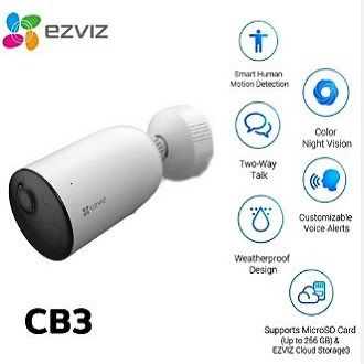 Hikvision EZVIZ CS-CB3 Wireless Battery-20 Hours Backup Security Camera Outdoor, Smart Human Motion Detection, Color Night Vision, 1080p, 2 Mega