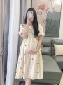 2024 New Maternity Summer Dress Dress Western Style French Puff Sleeve Floral Skirt Small Pregnant Women Summer Suit. 