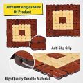 Wooden dinning mat set/6pcs-1Set Large Size. Dinning Table Mat Square Bamboo Placemat Heat Insulation Hollow Pad Desk Pot Cup Mat Table Mat Decorations Kitchen Accessory. 
