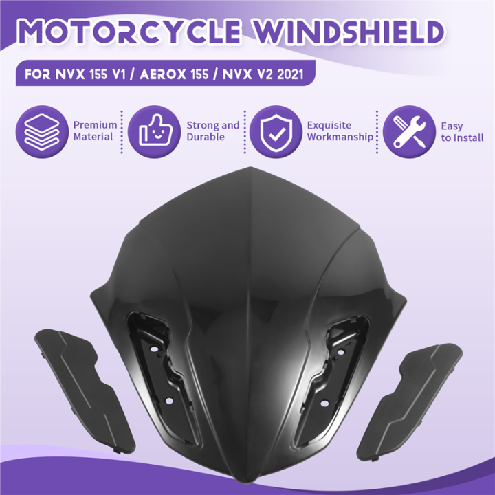 Motorcycle%20Windshield%20WindScreen%20Visor%20Viser%20for%20155%20V1%20/%20Aerox%20155%20/%20V2%202021%20Black%20-%20Image%206
