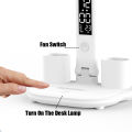 3in1 Multifunction Table Lamp LED Four-headed Folding With Fan Calendar Clock USB Rechargeable Desk light 3 color Reading Lamp.
