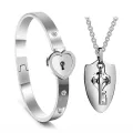 Love Lock Bracelet Key Titanium Steel Couples Suits. 