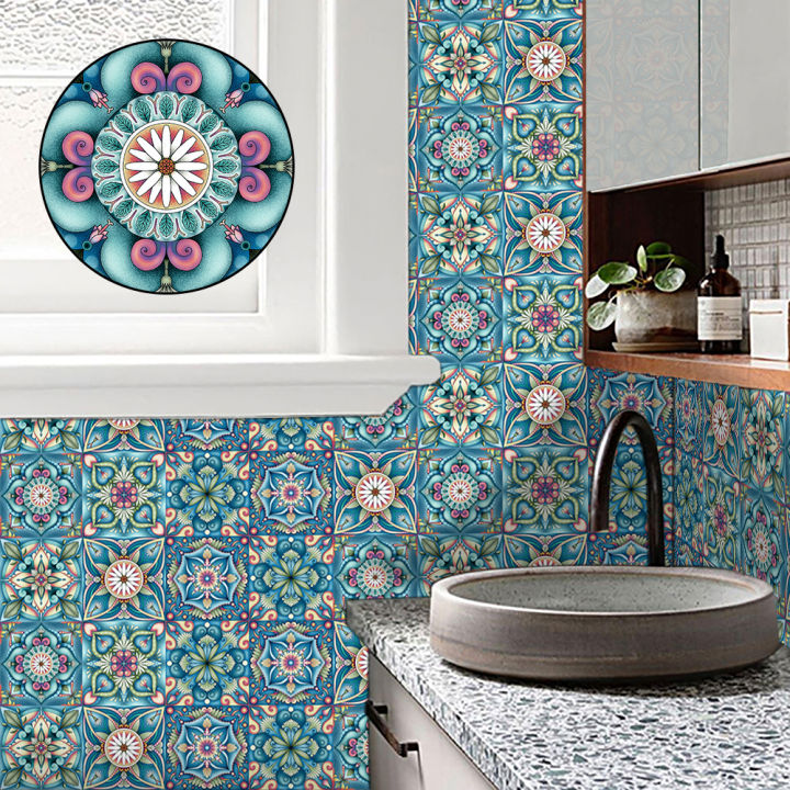 Colorful%20Mandala%20Style%20Tiles%20Floor%20Sticker%20Kitchen%20Bathroom%20Ground%20Home%20Decor%20Wear-resistant%20Waterproof%20Frosted%20Art%20Wallpaper%20-%20Image%202