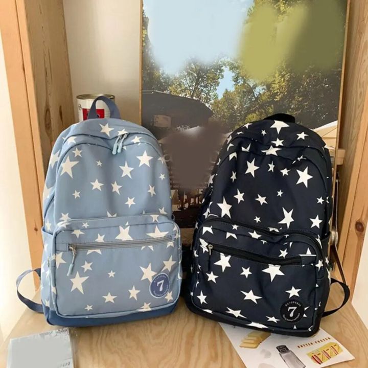 White%20Star%20Printed%20Solid%20Backpack%20Bookbag%20Student%20Back%20To%20School%20Casual%20Fashion%20Nylon%20Travel%20Women's%20Large%20Backpacks%20-%20Image%203