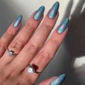 24pcs Glitter Nails Purple Shiny Cat Eye Press On Nails Almond Head Manicure Nail Tips Pink/Blue False Nail Patch For Girl. 