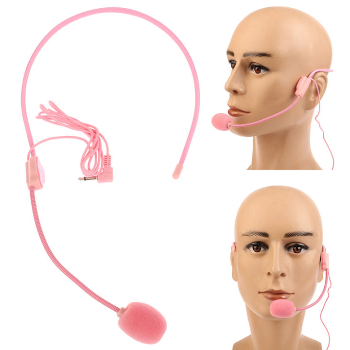 Pink Headworn Wired Microphone Headset Pink Voice Amplifier