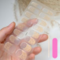 【Top-rated】 16Tips/Sheet French UV Semi-Cured Gel Nail Wraps Long Lasting Full Cover White Tip Sticker Waterproof LED Lamp Gel Nails Decals. 