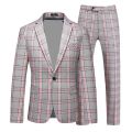 Red Striped Plaid Suit 3-piece Men's Wedding Party Dress Jacket and Pants Vest Fashion Slim Men Blazer Coat Trousers Waistcoat. 