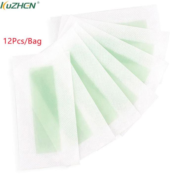 12Pcs Professional Hair Removal Wax Strips Waxing Wipe Sticker for Face Leg Lip Eyebrow Leg Arm Body Hair Remove