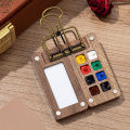 Walnut Watercolor Palette Portable Watercolor Palette Set with Color Mixing Kit for Artists On-the-go Compact Travel Size Sketch Board with 8/15 Colors Mini Pocket Artist Kit Travel Watercolor Kit.