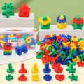 Kids Puzzle Toys Plastic Nuts Screws Matching Combination Baby Assembly Hands-on Screw Shape Large Particles Montessori Toy. 