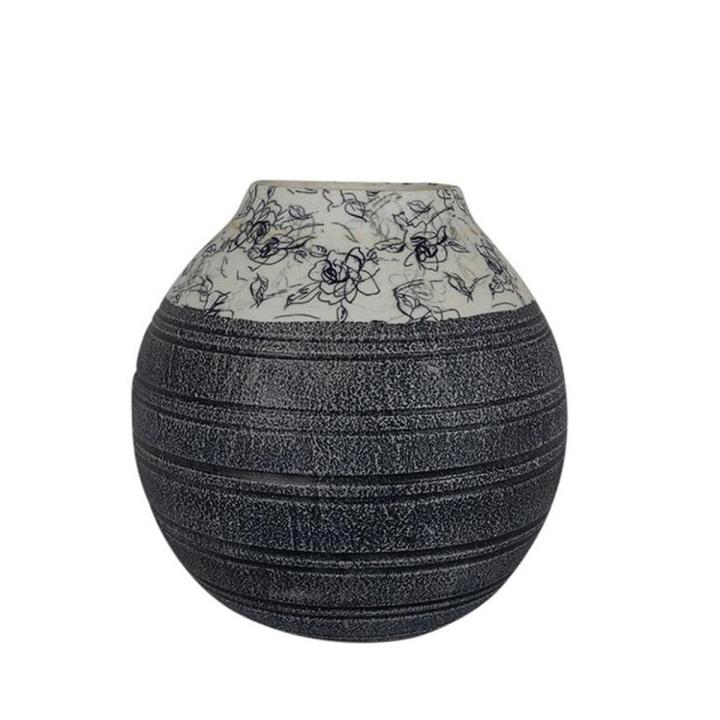 Ceramic Vase - Dark Grey and White