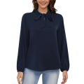 Wine Red Women’s Dressy georgette Blouse Business Work Casual Tie Neck Shirt Tops.