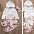 Baby Girl Infant Clothes Hooded Tops Floral Large Pocket Long Sleeve Sweatshirt Pants Infant Outfits Sets Tracksuit. 