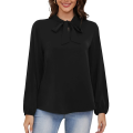 Wine Red Women’s Dressy georgette Blouse Business Work Casual Tie Neck Shirt Tops.