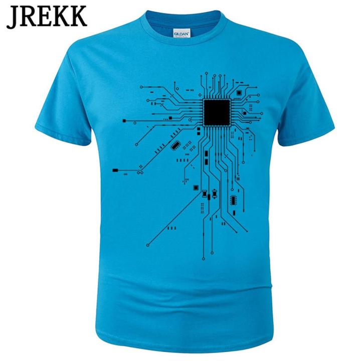 CPU Processor Circuit Diagram T Shirt Men Summer Cotton T-shirt Men's Funny Tops Fashion Tees Homme Brand Unisex Clothes C99