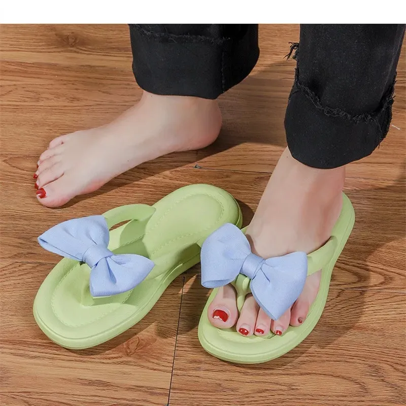 Bow Tie Slippers for Women, Sweet Bow Tie Flip Flops, Outdoor EVA