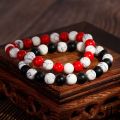 Natural Black White Pine Mixing Stone 8 mm Beaded Strand Bracelets For Men Women Red Pine Yoga Couple Jewelry.