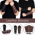 Cosplay Leather Armor Arm Viking Bangles Pirate Knight Gauntlet Wristband Bracer Accessories New Men's Bracelet Punk Hop.