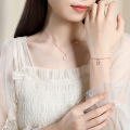 New Wancheng square mother-of-pearl necklace women's pendant sterling silver niche light luxury clavicle chain ins cold wind geometric necklace. 