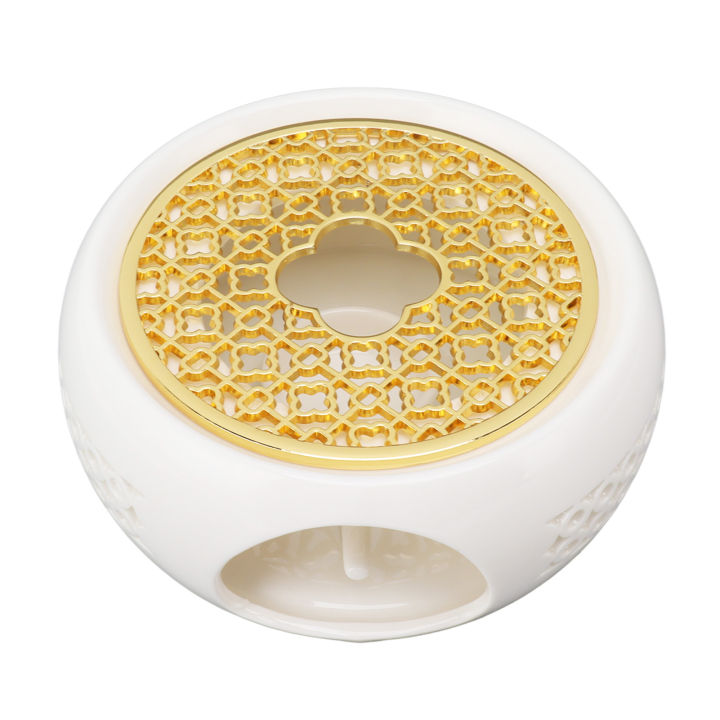 Porcelain Teapot Heater Hollow Frame Teapot Warmer Base W/Cushion&Candle Holder