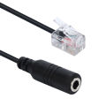 1PC Phone Adapter rj11 to 3.5 female Adapter Convertor Cable PC Computer Headset Telephone - Black.