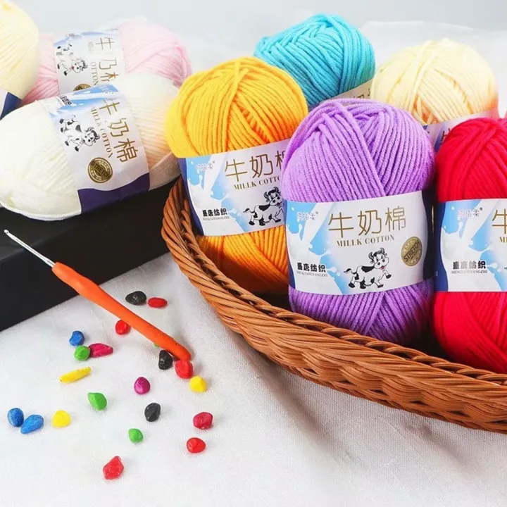50g%205ply%20Milk%20Cotton%20Knitting%20Wool%20Yarn%20Needlework%20Dyed%20Lanas%20For%20Crochet%20Craft%20Sweater%20Hat%20Dolls%20Sewing%20Knitting%20Tools%20-%20Image%204