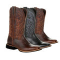 Western Cowboy Boots Black Brown Faux Leather Winter Shoes Retro Men Boots Embroidered Men Mid-calf Boots Plus Size 48 Botas BunnyGarden. 