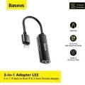 Baseus L52 3 in 1 Charging Audio Adapter for iPhone 3.5mm Splitter.