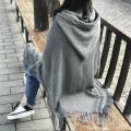 Women's Hooded Shawl Autumn and Winter Loose Tassel Shawl Cape Scarf Dual-Use Sweater Coat Batwing Shirt plus Size Women's Clothing.