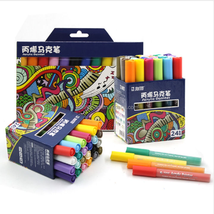 Canvas Prints Acrylic Markers For Canvas 24pcs Straight Liquid Acrylic Marker Set, Suitable For High-quality Acrylic  Markers Canvas, Rock Painting, DIY Craft Art Supplies, Glass, Suitable