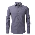 Men's Luxury Brand Business Shirts Royal Blue Elastic Social Long Sleeve Shirt Dress Button Breathable Formal Stretch Blouse.