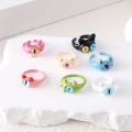 Punk Big Eyes Ring Cute Green Monster Ring For Women Fashion Sweet Colorful Cat Eyes Open Couple Ring Party Finger Accessories.