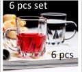 Everyday Use Good Quality Tea coffee Cup set Crystal Clear transparent Beautiful unique design Premium Cup Set 6 Piece 180 Ml. 