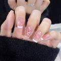 24Pcs/Set Short Nails French Contracted Artistic Line Nail Arts Manicure False Nails with Design Press on Nail Extension. 