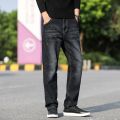 Men Jeans Black Classic Relaxed Fit Denim Spijkerbroeken Heren Pants Biker Stretch Moda Masculina Trousers Baggy Men'S. 