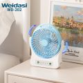 WEIDASI WD-202 Rechargeable 2400mAh Battery Up-Down Movable Portable Desk Fan With LED Lamp. 