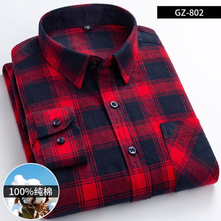 Men's Plus Size Plaid Long Sleeve Shirt