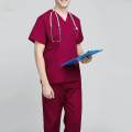 Nursing Scrubs Set Uniforms Set for Hospital Nursing Massaging M Dark Red. 