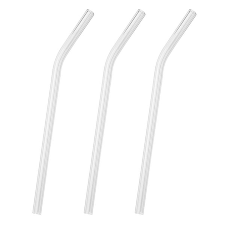 3X 7.08 Inch 8mm Reusable Bend Glass Drinking Thick Straws Wedding Transparent