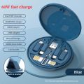 Mini Data Cable Set Storage Box 60w Quick Charge Multi Function Data Cable 3 in 1Portable Smart Cable Box Converter Cable Kit.