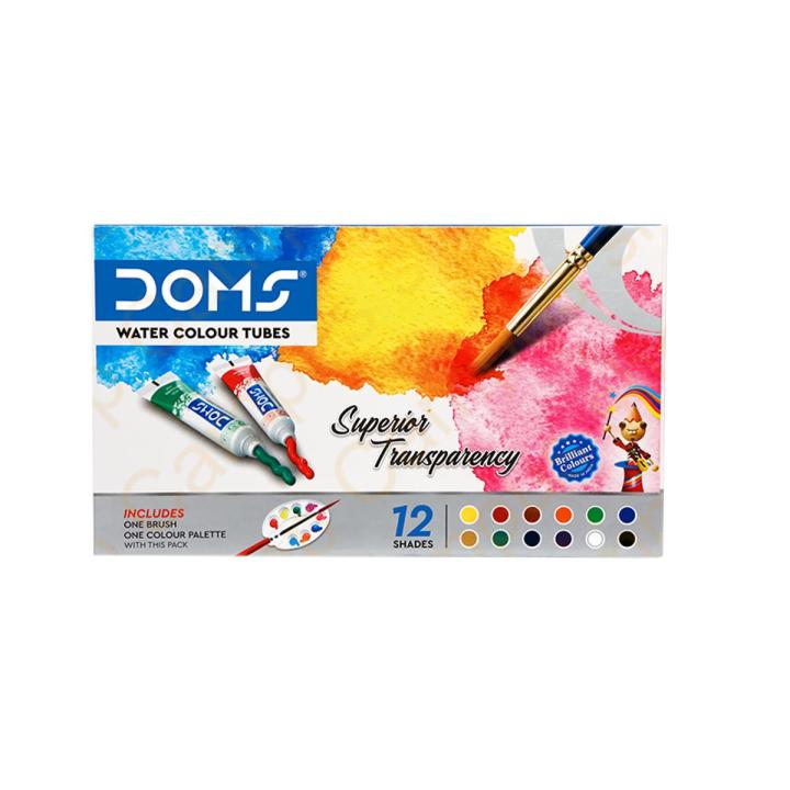 Doms%20Water%20Colour%20Paint%20r%2012/6%20Color%20Tubes%20box%20+%201pc%20Brush%20&1pc%20Palette%20for%20Water%20Painting%20-%20Image%202