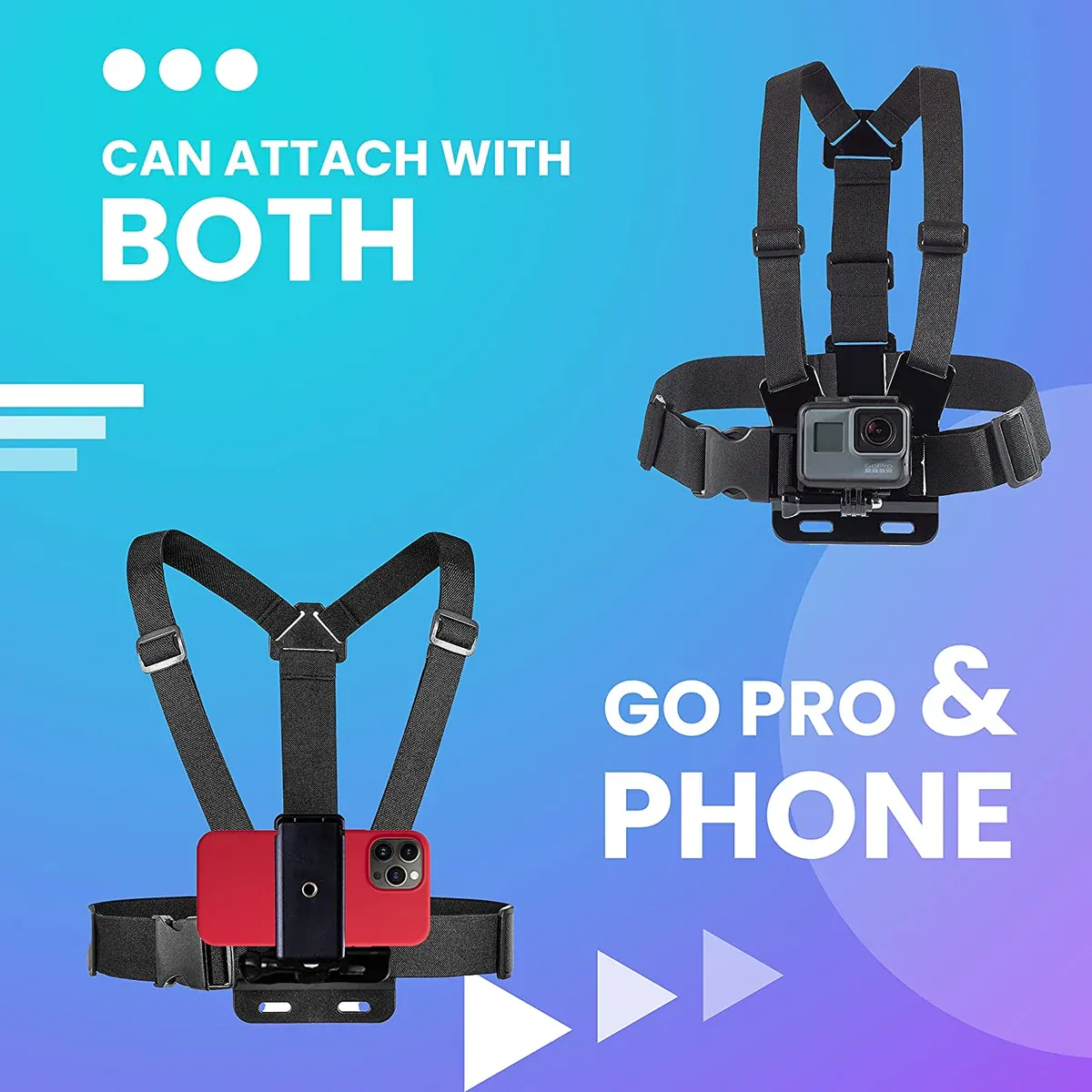 Action Camera Chest Mount with Phone Holder for Smartphone and Action ...