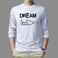 Men Casual Round Neck Long Sleeve T-Shirt with Motivational Print - Cotton Comfort Fit. 