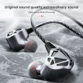 QKZ AK7 HiFi Headset with Mic Bass Stereo Wired Earphones Copper Driver Dynamic Music Monitor Headphones In-Ear Noise-cancelling.