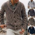 Winter Autumn Men Solid Color Knitted Sweater Buttons Cardigan Warm Jacket Coat. 